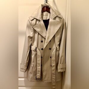 Calvin Klein Light Cream Double-Breasted Trench Coat with Belt